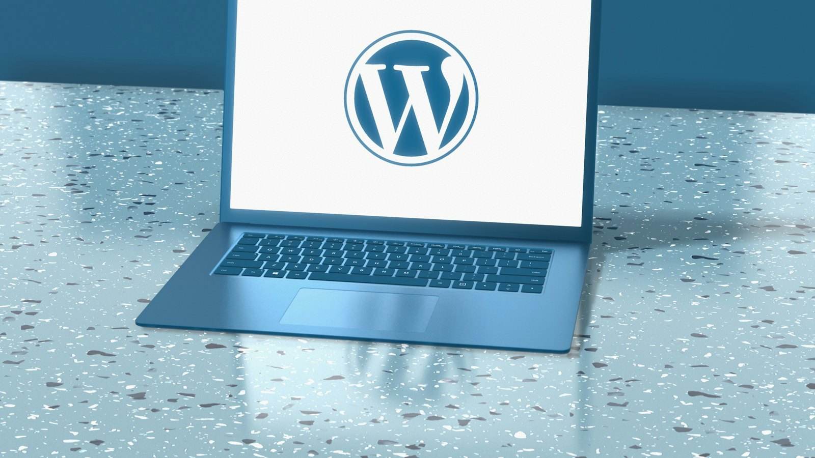 Laptop showing the WordPress logo