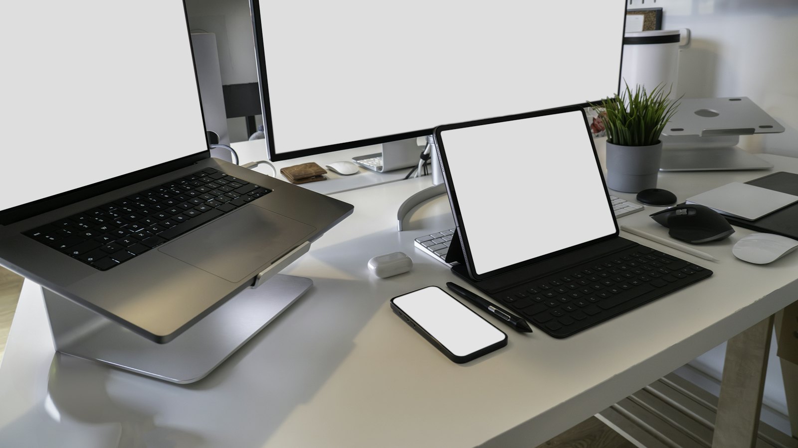 Laptop, tablet and phone for responsive web design